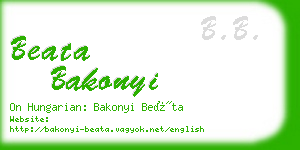 beata bakonyi business card